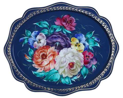 Жостовский поднос декоративный, размер 38х30 см (A15), металлический