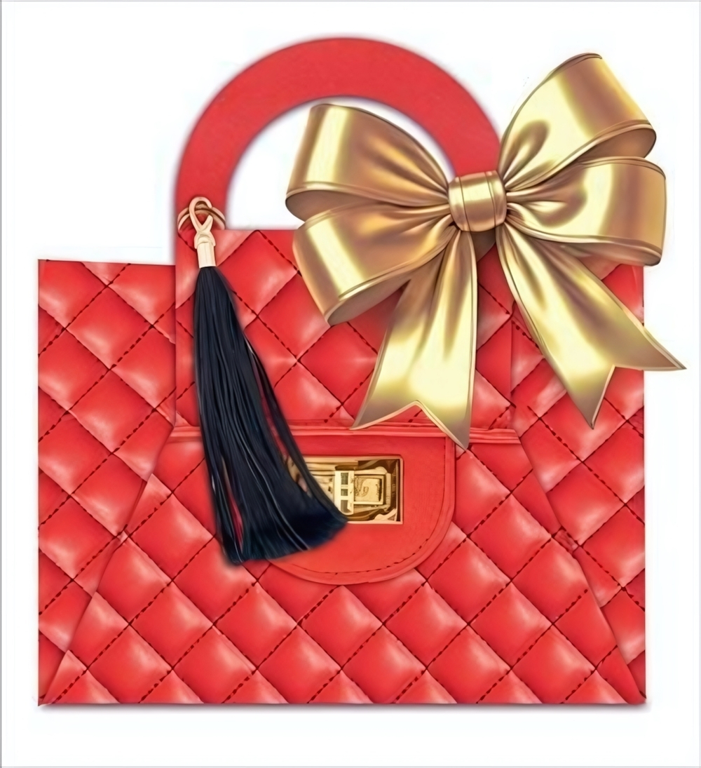 Конверт для денег "Сумочка "Красная" с атласной лентой" 90000535