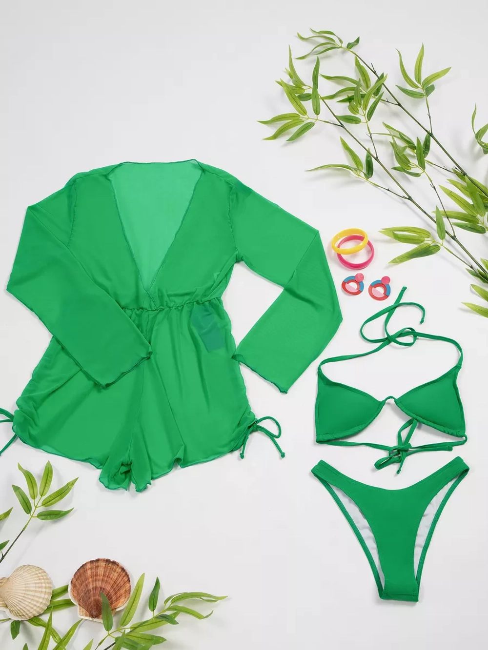 купальник раздельный 3 в 1 с парео комбинезон и шорты