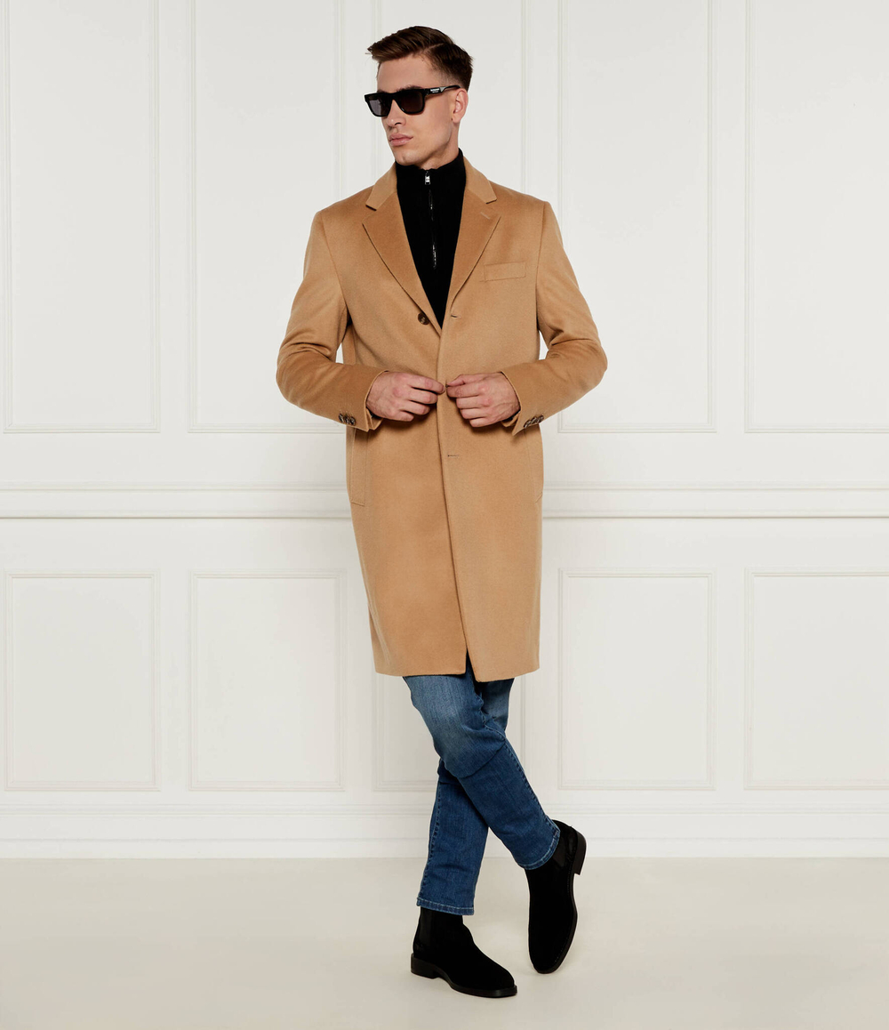 Хлопковое пальто h-hyde BOSS BLACK - бежевый(50525739)