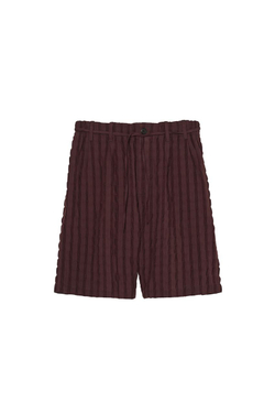ZARA X BENITO ANTONIO ПОЛОСАТЫЕ ЖАККАРДОВЫЕ ШОРТЫ-БЕРМУДЫ С ПОЯСОМ, ШОКОЛАДНЫЙ