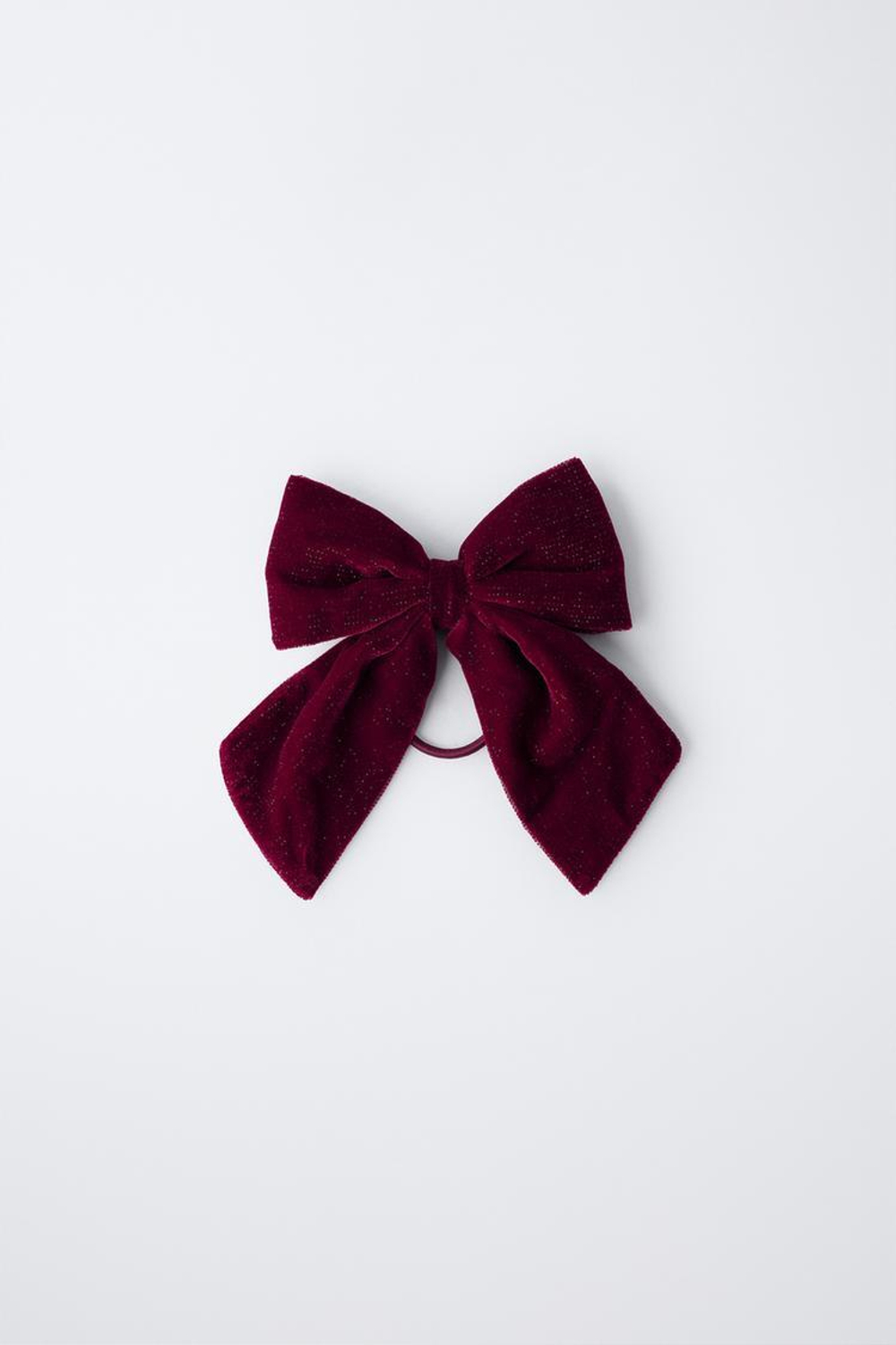 ZARA БАРХАТНАЯ РЕЗИНКА ДЛЯ ВОЛОС С БЛЕСТЯЩИМИ БАНТАМИ, ГРАНАТОВЫЙ