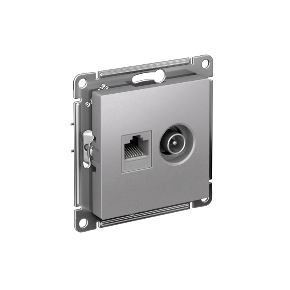 Розетка компьютерная + телевизионная 2-м AtlasDesign RJ45 кат.5E + TV механизм алюм. SE ATN000389 Розетка компьютерная + телевизионная 2-м AtlasDesign RJ45 кат.5E + TV механизм алюм. SE ATN000389