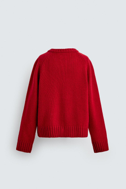 ZARA Х DISNEY ВЯЗАНЫЙ КАРДИГАН ИЗ ШЕРСТИ MINNIE MOUSE, КРАСНЫЙ