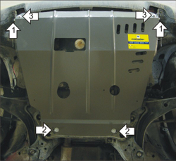 Защита картера Двигателя, КПП. 2 мм, Сталь. для Ford Maverick 2004-2007, Ford Escape 2001-2007, Mazda Tribute 2000-2004, Ford Maverick 2001-2004, Mazda Tribute 2004-2007 MOTODOR.00738