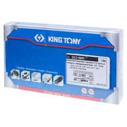 KING TONY (2021MR) Набор торцевых головок с принадлежностями 1/4", 12-гранные, 4-13 мм, 19 предметов