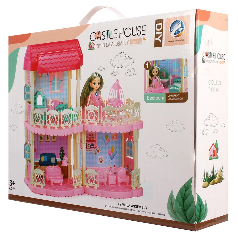 Дом для куклы с куклой мебелью коробка 556-5