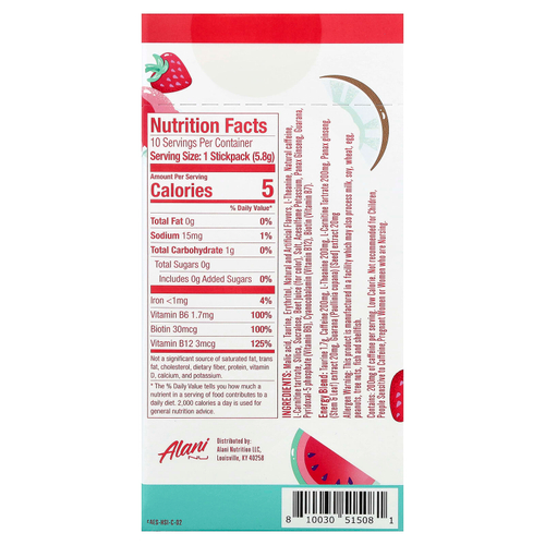 Alani Nu, Energy Sticks, Hawaiian Shaved Ice, 10 Stickpacks, 0.2 oz (5.8 g) Each