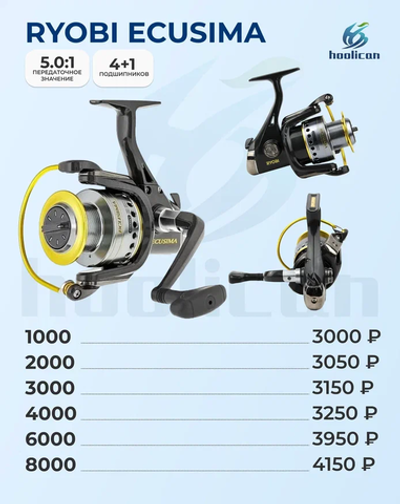 КАТУШКА ( 5.0:1 ПЕРЕДАТОЧНОЕ ЗНАЧЕНИЕ) (4+1 ПОДШИПНИКОВ ) RYOBI ECUSIMA 1000
