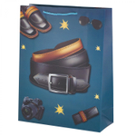 Пакет подарочный бумажный Alingar, (L+) 26х32х10 см, вертикальный, "Для джентльмена", матов. ламинация, ассорти