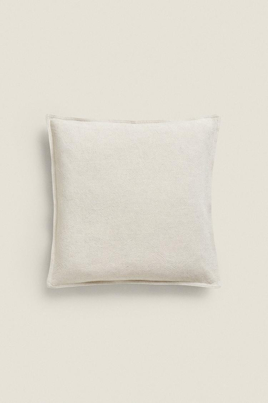 ZARA HOME ЛЬНЯНОЙ ЧЕХОЛ НА ПОДУШКУ, СВЕТЛО-БЕЖЕВЫЙ