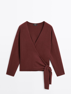 Massimo Dutti Двубортный кардиган из 100% шерсти, бордово-красный