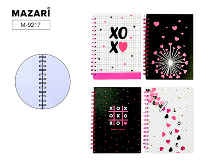 Блокнот А5 80л., гребень "Love" кл.