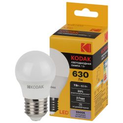 Лампочка светодиодная Kodak LED KODAK P45-7W-865-E27 E27 / Е27 7Вт шар холодный дневной свет | Лампы cветодиодные Шар (G/P)