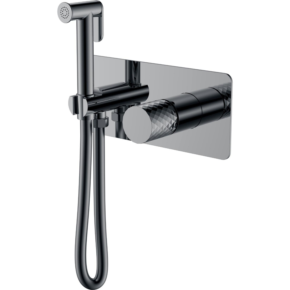 Гигиенический душ Boheme Stick 127-SGM со смесителем, С ВНУТРЕННЕЙ ЧАСТЬЮ, Shine Gun Metall DIAMOND