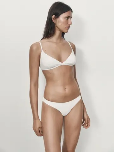 Massimo Dutti Плавки бикини с низкой посадкой, кремовый