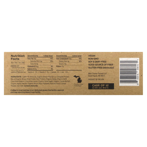 The GFB, Батончики без глютена, темный шоколад + миндаль, 12 батончиков, 58 г (2,05 унции)