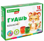 Гуашь 12цветов 15мл "KIDS" (BRAUBERG)