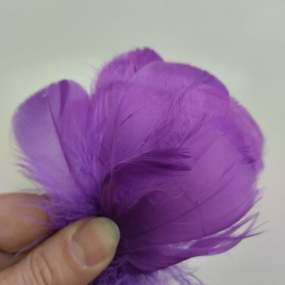 Гусиные перья 5-13 см фиолетовые 2 сорт 20шт.
