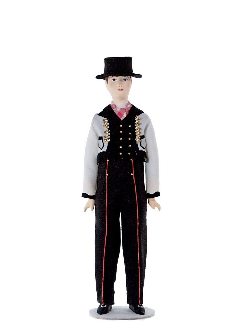 Кукла фарфоровая коллекционная в национальном мужском костюме. Норвежец