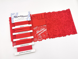 Набор 2А. Бюстгальтер на косточках с мягкими чашками и трусики (кружевной), красный (алый)