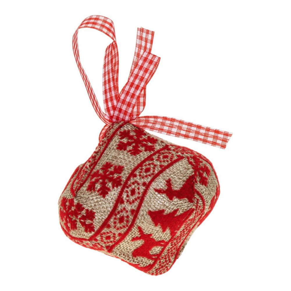 Ел игр Юла мешковина с красным узором 8 см 3 шт, кор прозрач