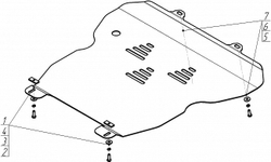 Защита картера Двигателя, КПП. 3 мм, Сталь. для Audi Allroad 2000-2005 MOTODOR.10103