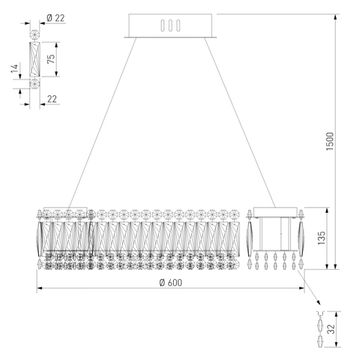 Люстра хрустальная светодиодная 47W 4000К a071458 101007 LED хром Iride Eurosvet