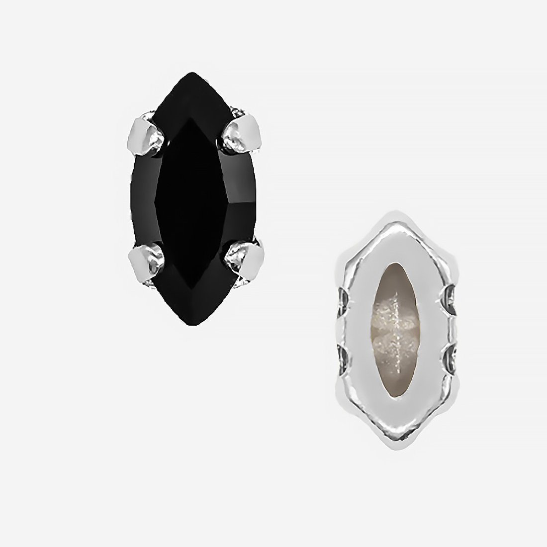 Кристалл Маркиз (Marquise Fancy Stone) в цапах, оттенок "Черный"/"Jet", 8*4мм, родирование