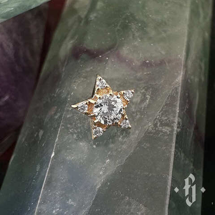 Накрутка "Crystal Star" - Желтое золото - White CZ