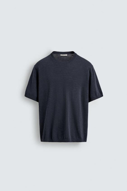 ZARA ФУТБОЛКА КЛАССИЧЕСКОГО КРОЯ, МОРСКОЙ СИНИЙ
