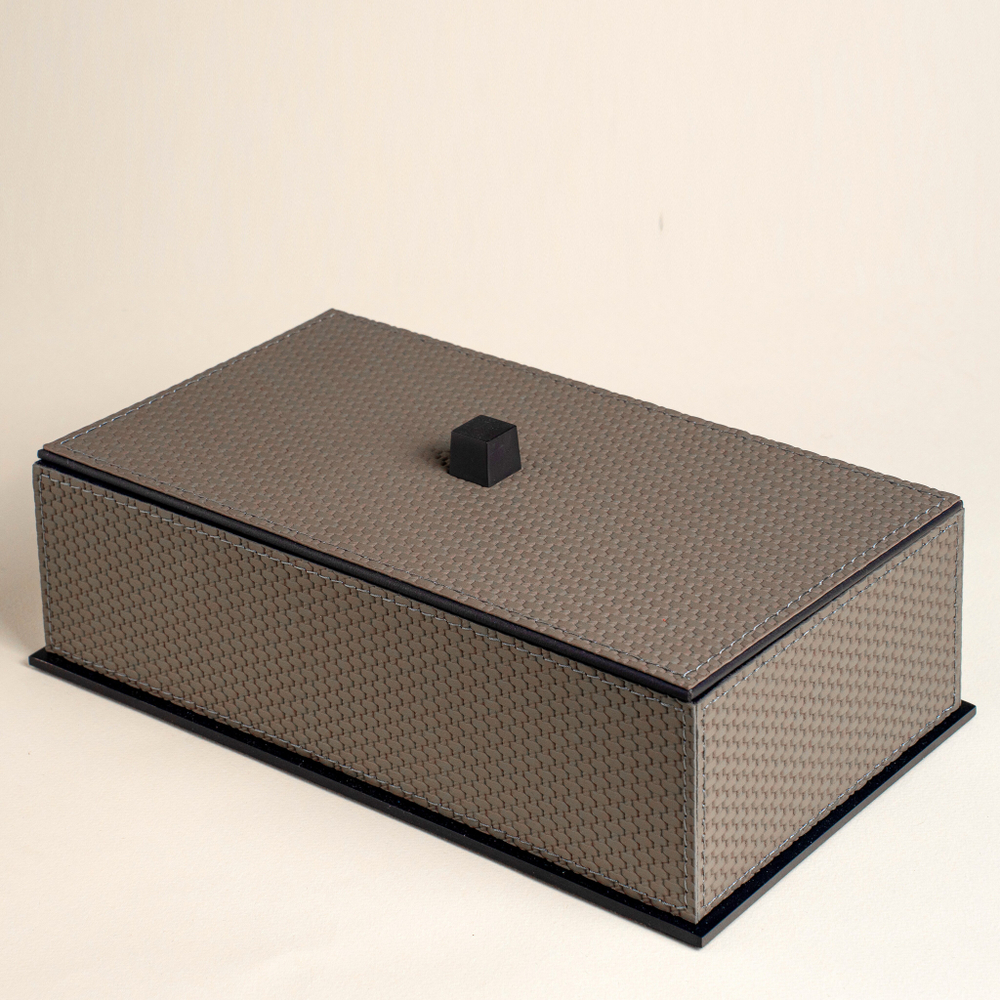 Шкатулка из кожи Серая