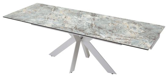 Стол BELLUNO 160 KL-170 MALACHITE, итальянская керамика/ белый каркас