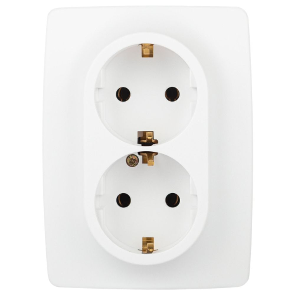 Розетка ЭРА Серия 12 12-2106-01М 2X2P+E Schuko 16А-250В белый матовый