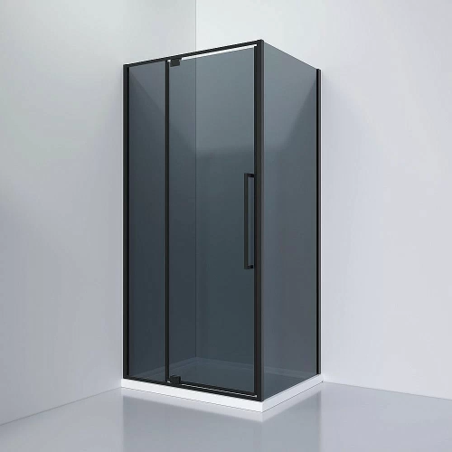 Душевой уголок Black&White Stellar Wind 8181000G 100х80 стекло серое/профиль черный матовый