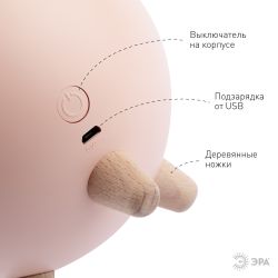 Ночник - светильник светодиодный ЭРА NLED-468-1W-P хомяк розовый | Ночники