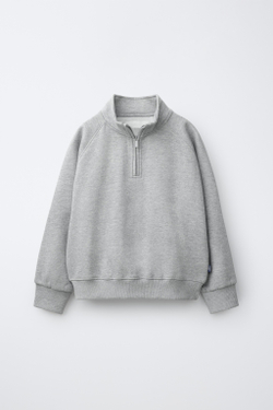 ZARA ОДНОТОННАЯ ТОЛСТОВКА С НАШИВКОЙ, СЕРЫЙ МЕЛАНЖ
