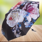 Зонт механический ветроустойчивый, матовая ручка «BESTzontik», цвет розы на черном, длина 25см, d-110см