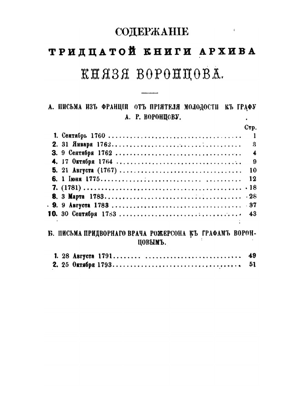 Архив князя Воронцова. Книга 30. Письма Рожерсона, Н. Н. Новосильцова, историков Миллера и Бантыша-Каменского, Поццо-ди-Борго, князя Куракина и других лиц | П. И. Бартенев