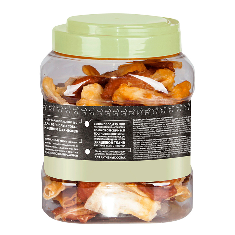 Лакомство Мнямс На каждый день для собак Кроличьи уши с куриным мясом 700 г