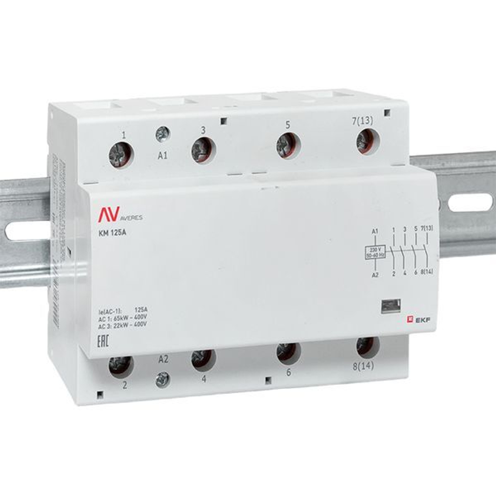Контактор модульный EKF km-av-6-125-40-230V