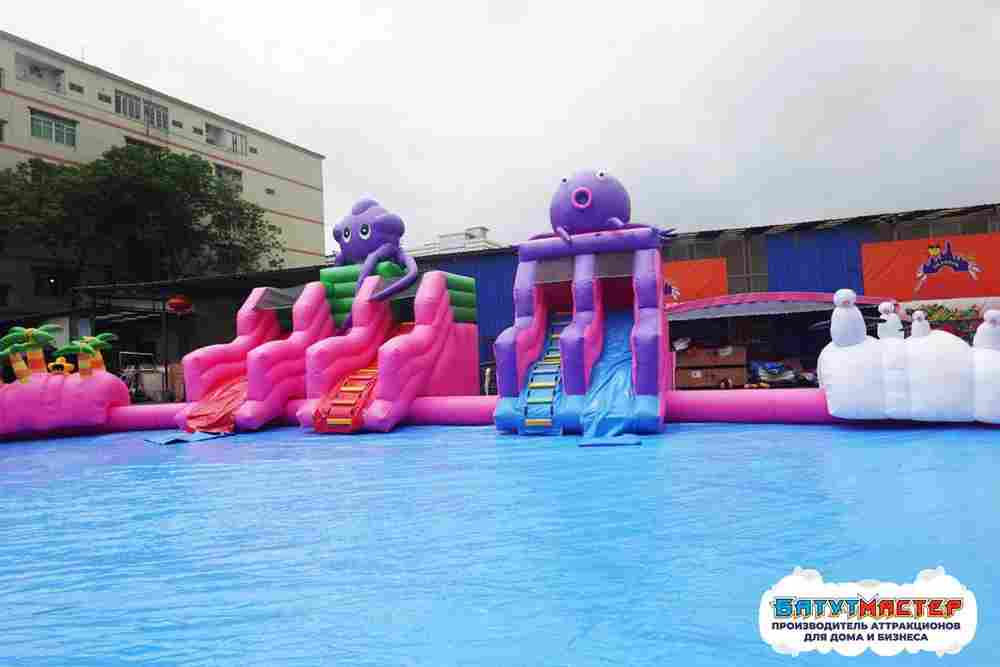 Надувной аквапарк с бассейном для детей «Затерянный мир»,  40х22х6,8 м