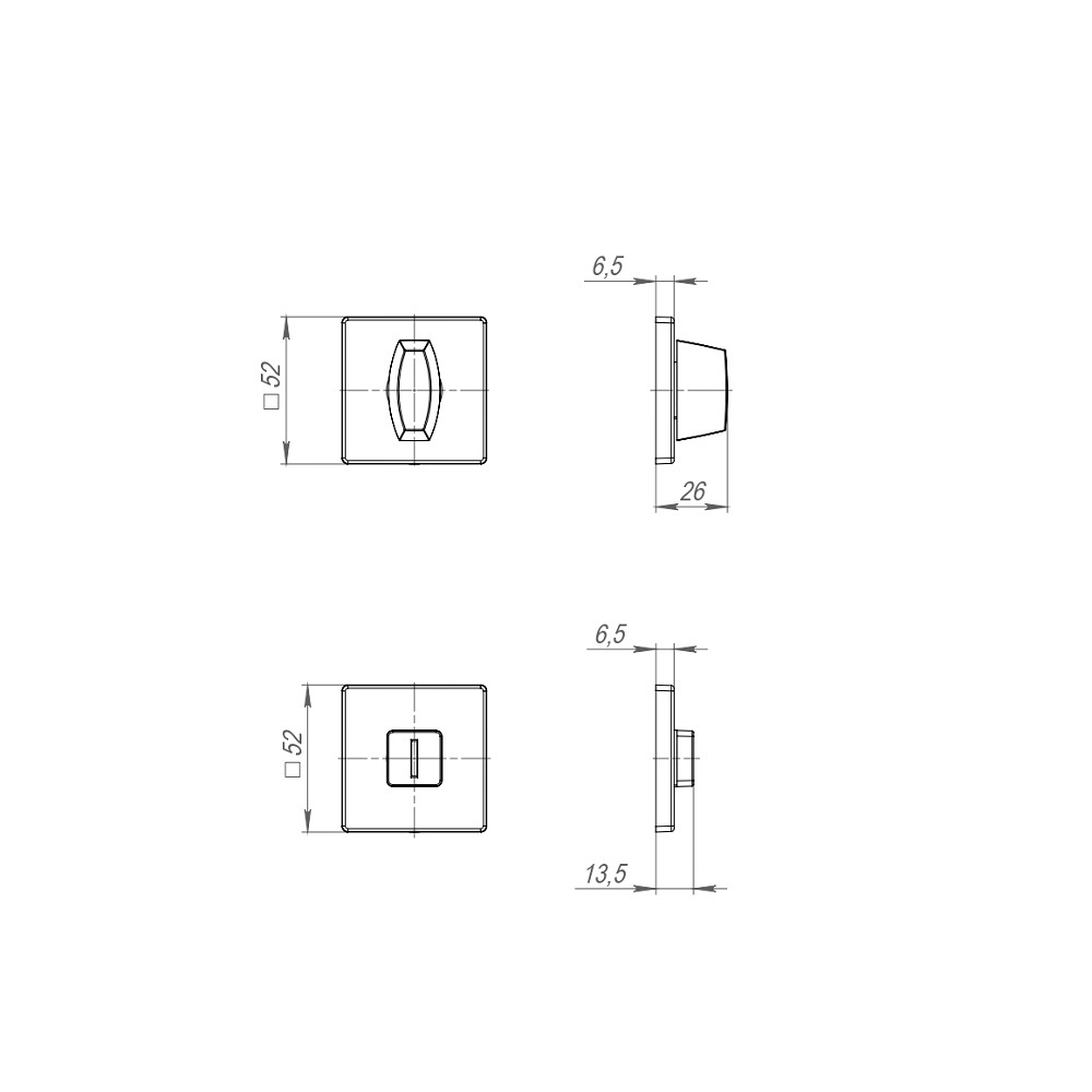 Ручка поворотная BK6.K.SL52 (BK6 SL) CP-8 хром