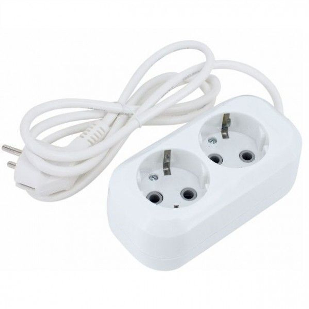 Удлинитель 3500Вт 16А 1,5м 2 розетки с заземлением LEEK