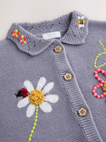 Кардиган вязаный с вышивкой для девочки Next E25-151, Сиреневый