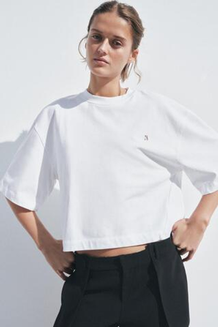 ZARA ФУТБОЛКА ОВЕРСАЙЗ, БЕЛЫЙ