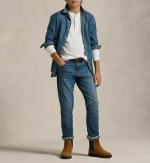 Узкие джинсы для мальчиков с эффектом потертости и стрейчем Ralph Lauren