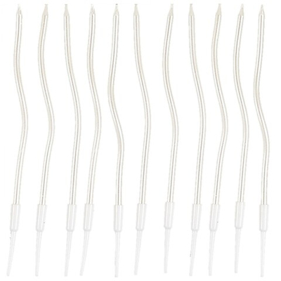 Свечи для торта «Волна» в бело-перламутровом цвете 13 см, 12 шт