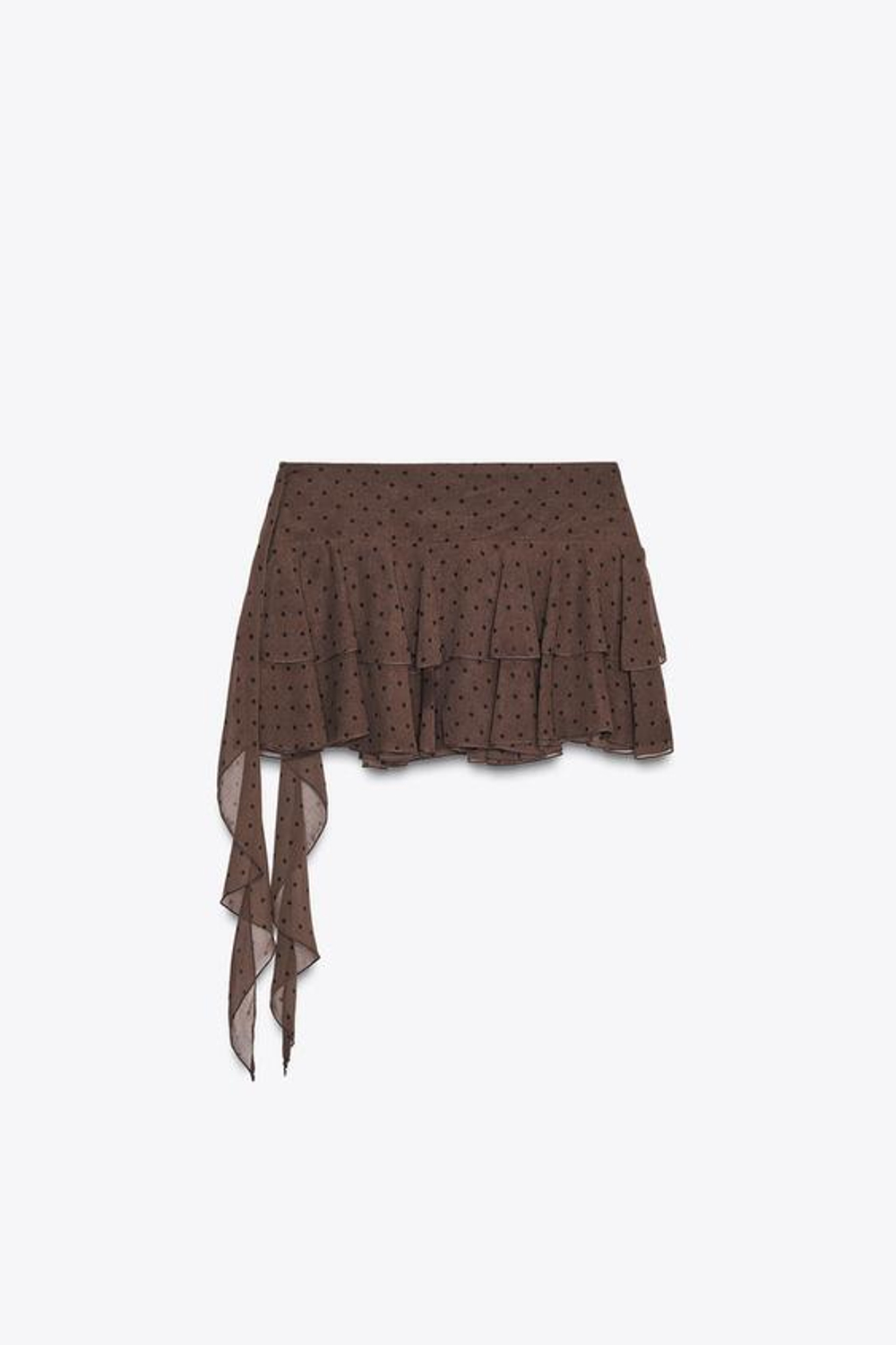 ZARA ЮБКА-ШОРТЫ С ОБОPКАМИ, ЧЕРНЫЙ / КОРИЧНЕВЫЙ