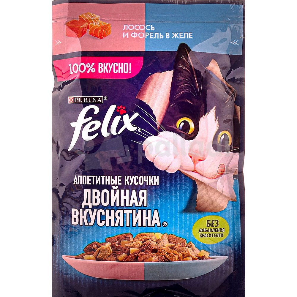 Влажный корм FELIX для кошек Аппетитные кусочки форель в желе 75 гр